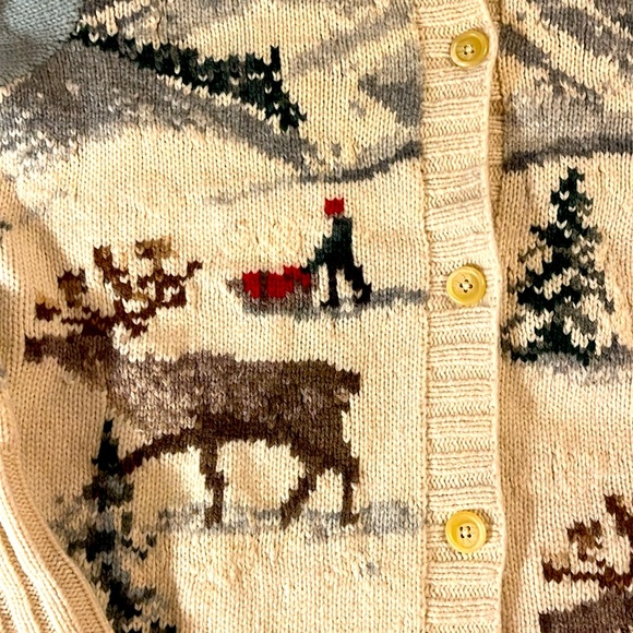 Ralph Lauren Vintage Exclusive Hand knit hooded cardigan sweater winter,sled,dog - Picture 4 of 15